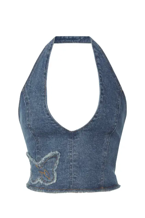 Retro Style Denim Halter