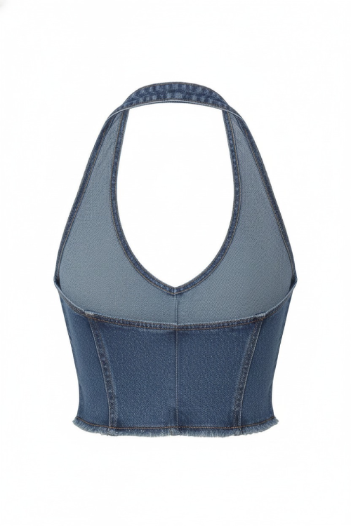 Retro Style Denim Halter