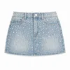 Rhinestone Embellished Denim Skirt