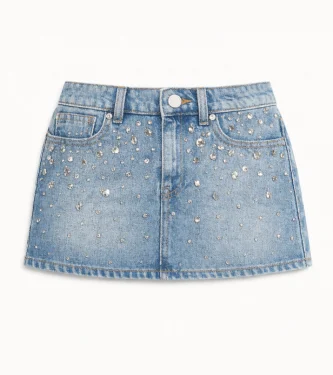 falda piedras Falda mini jean glam