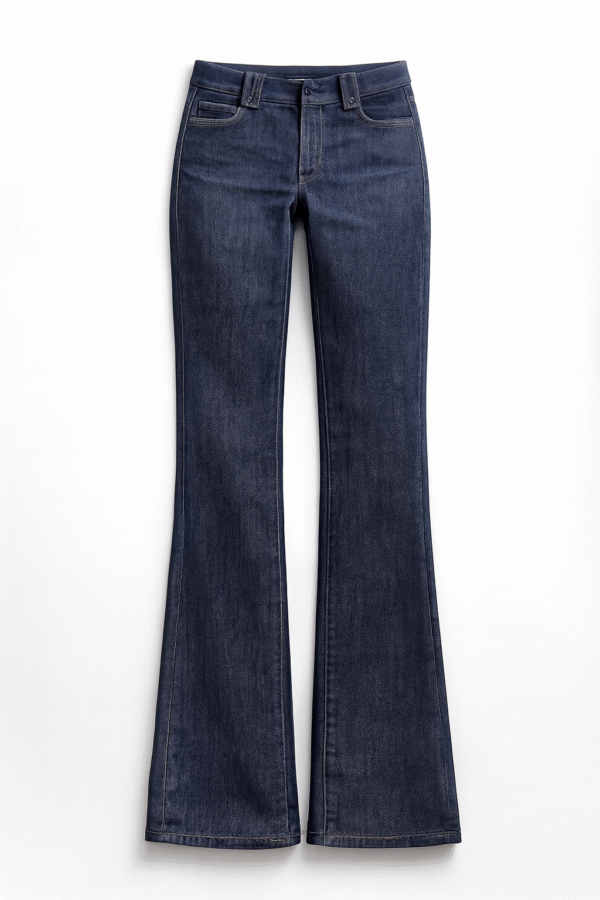 pantalon azul frente Dark Wash Flared Denim Jeans